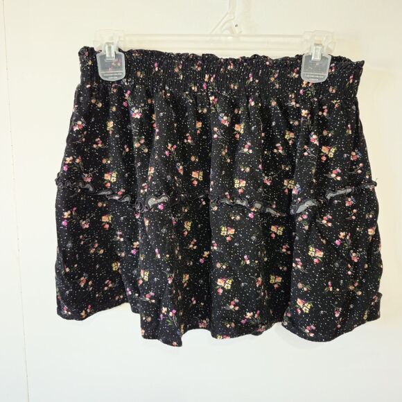 Forever 21 Black Dainty Micro Floral Smocked Waistband Skirt Youth L/ Women XS - Picture 4 of 8